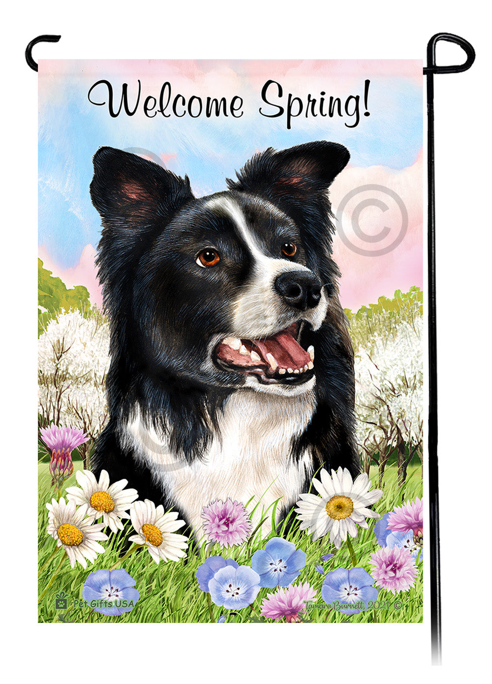 Border Collie Welcome Spring - Garden Flag