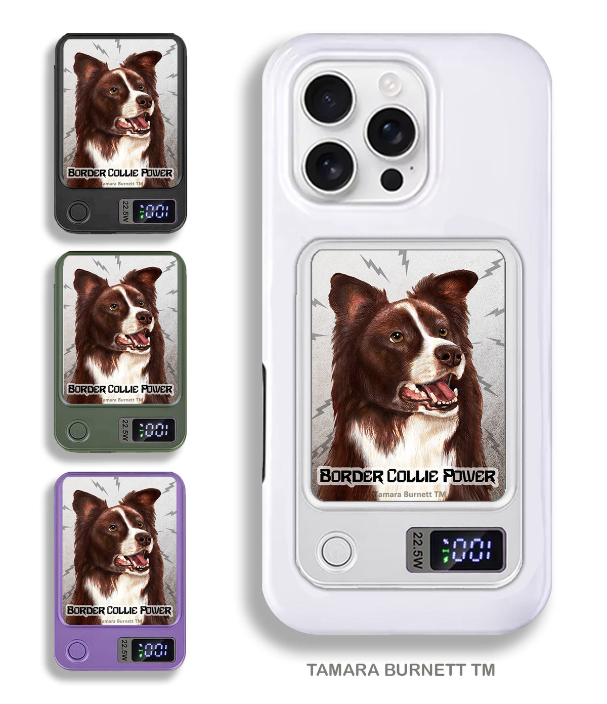 Border Collie Red and White Phone Bank Wireless Charger