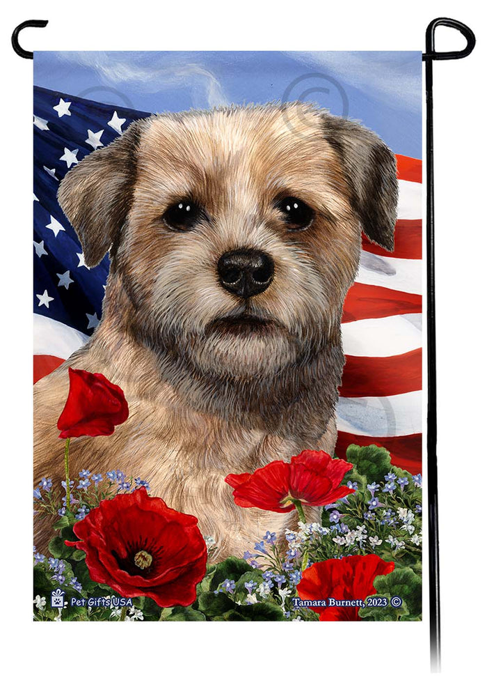 Border Terrier Patriotic Flowers Garden Flags