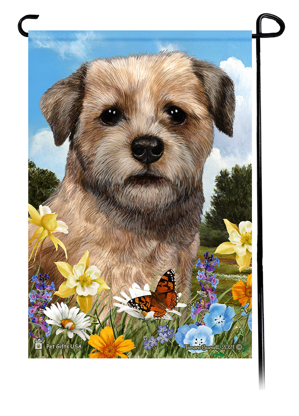 Border Terrier Summer Flowers Garden Flags