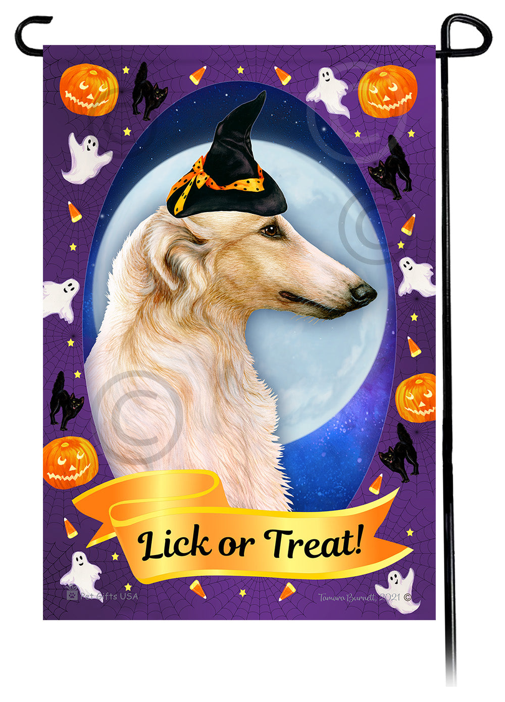Borzoi Halloween Howls - Garden Flag