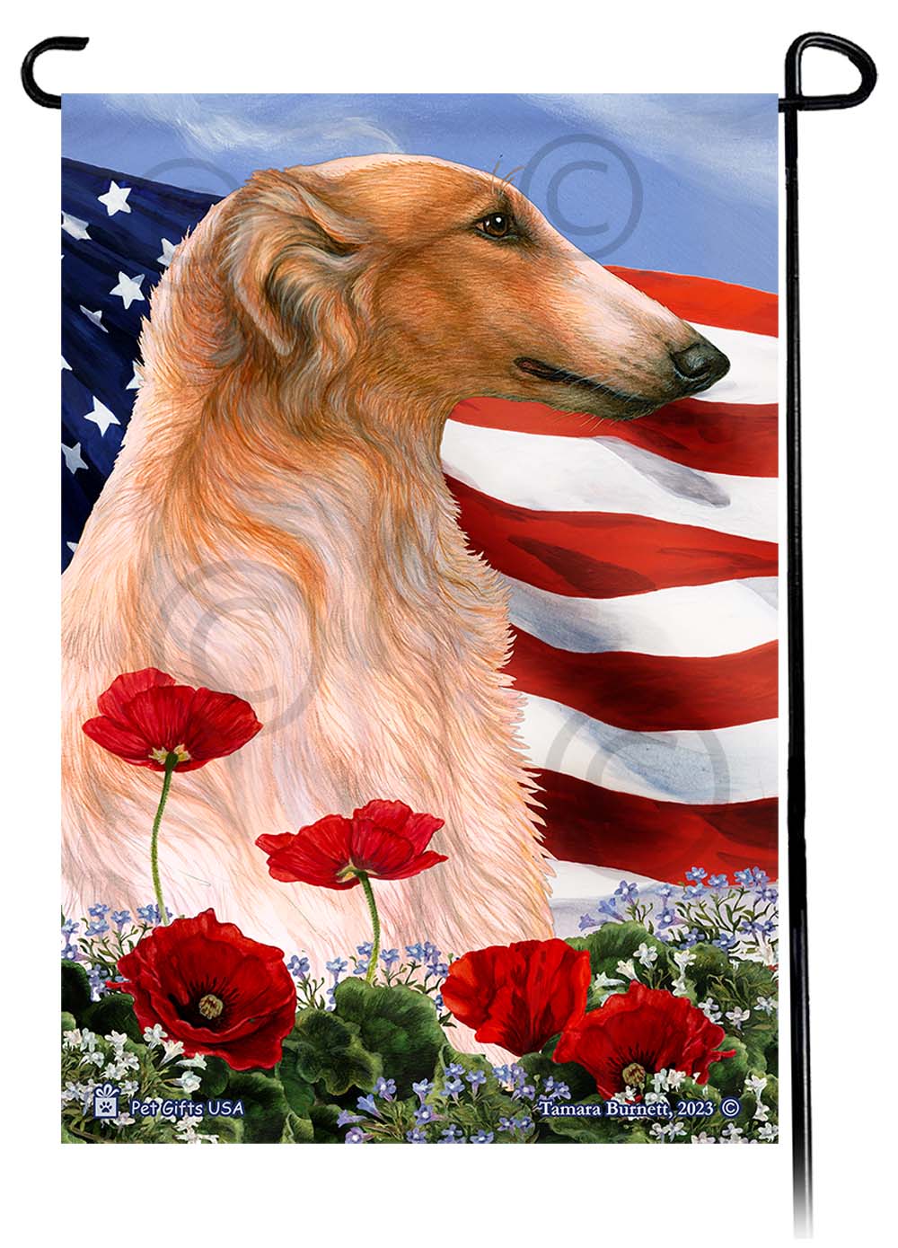 Borzoi Patriotic Flowers - Garden Flag