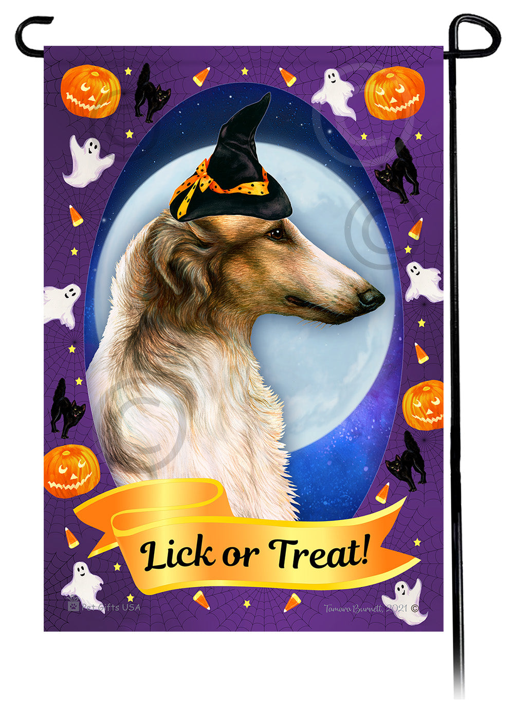 Borzoi Halloween Howls - Garden Flag
