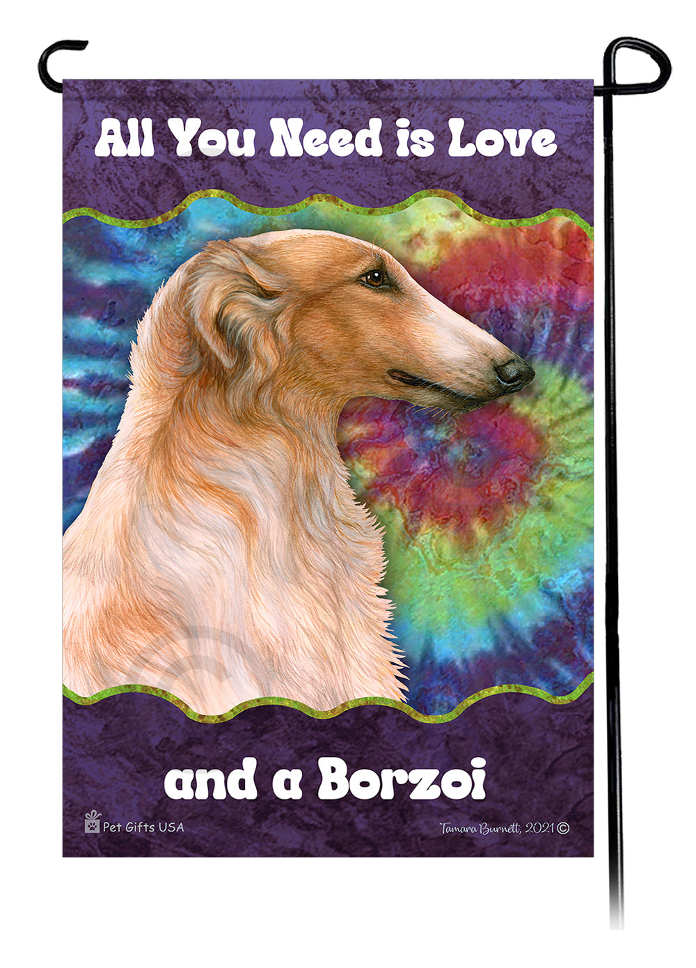 Borzoi All You Need Is Love Garden Flag