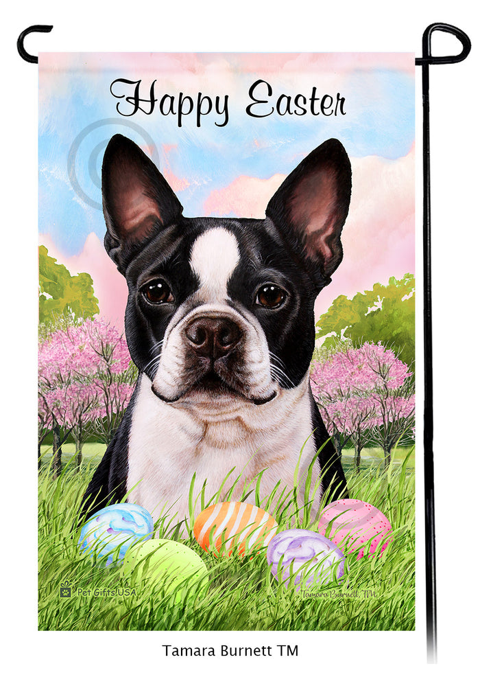 Boston Terrier Happy Easter Garden Flags