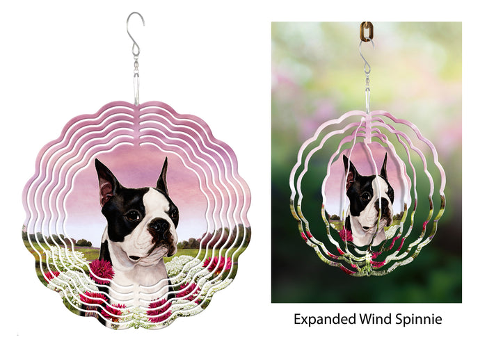 Boston Terrier Black And White Wind Spinner