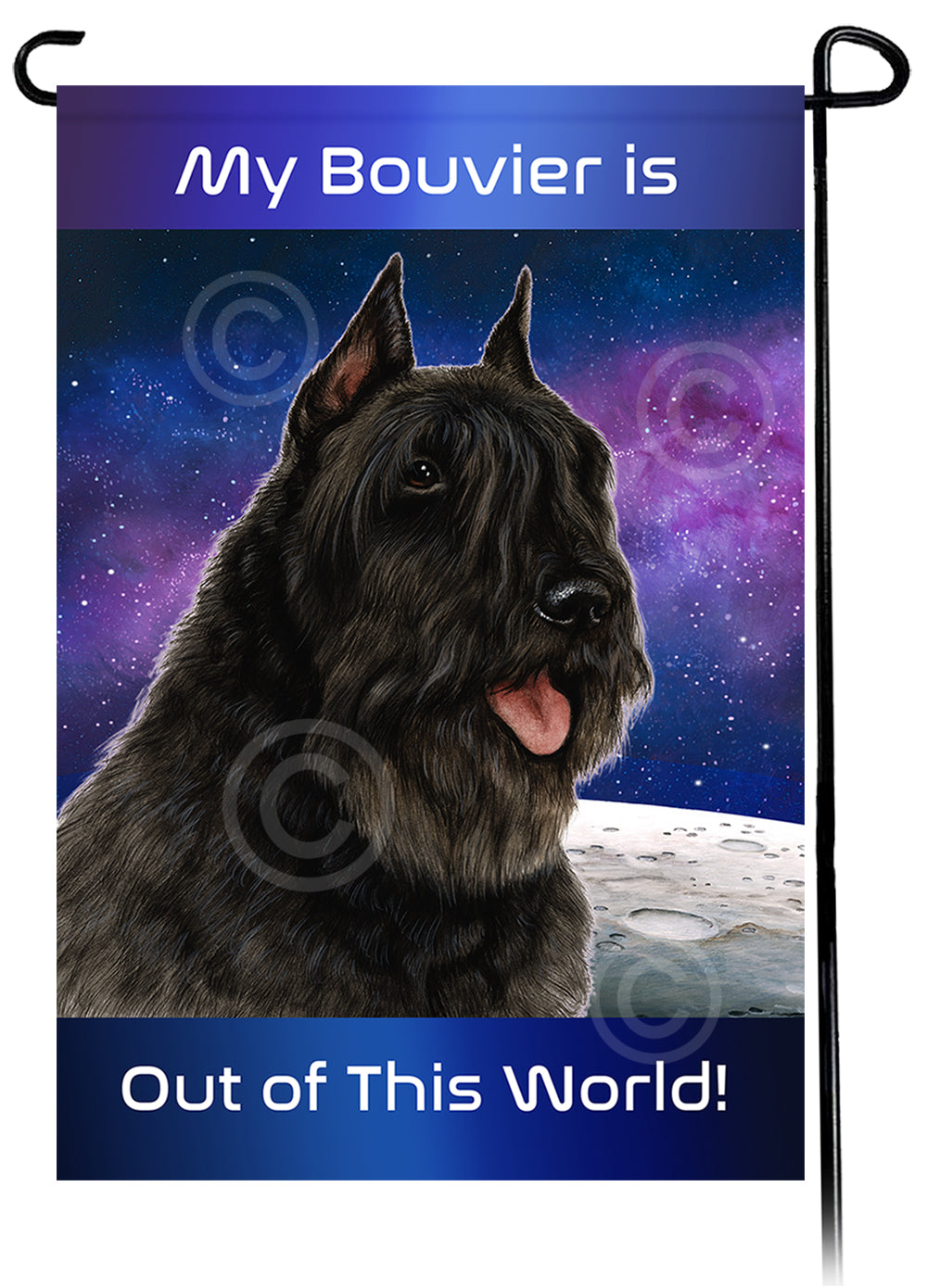 Bouvier des Flandres Out Of This World Garden Flags
