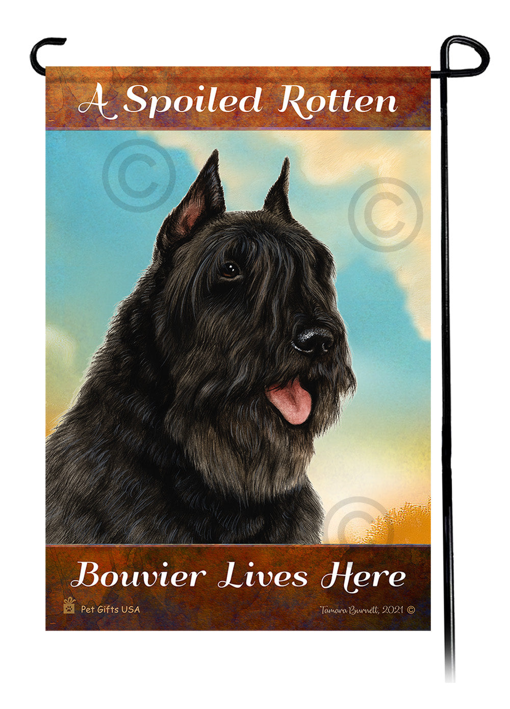 Bouvier des Flandres Spoiled Rotten Garden Flags