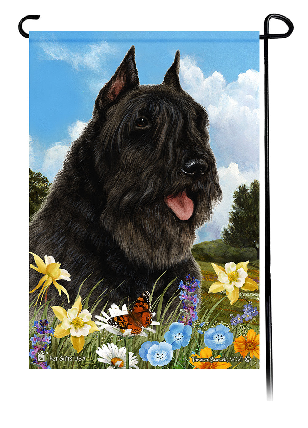 Bouvier des Flandres Summer Flowers - Garden Flag