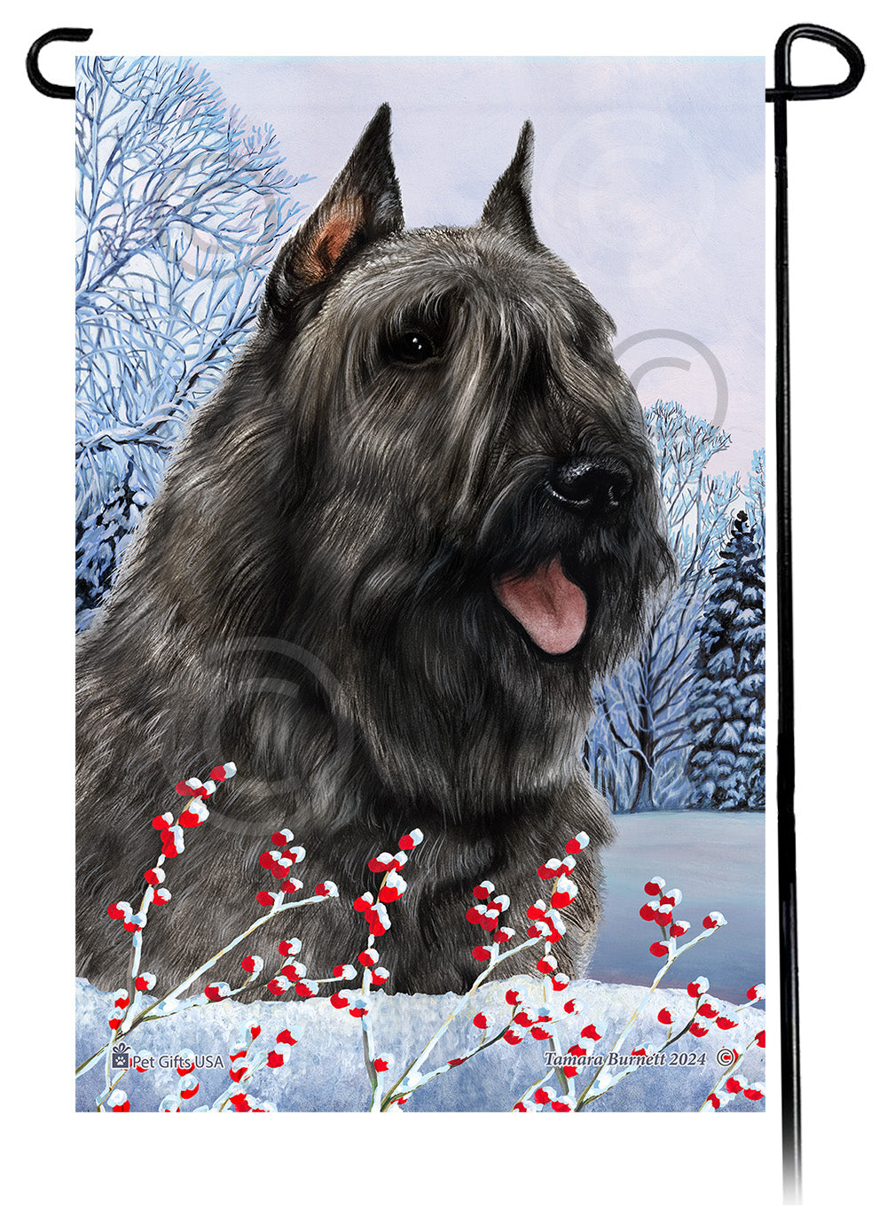 Bouvier des Flandres Winterberries - Garden Flag
