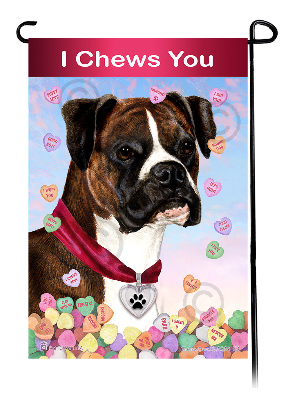 Boxer Valentine Sweetheart - Garden Flag