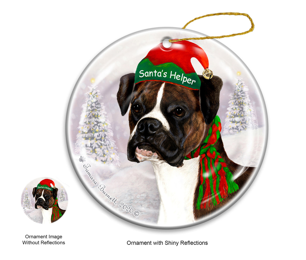 Boxer Brindle Uncropped Ornament