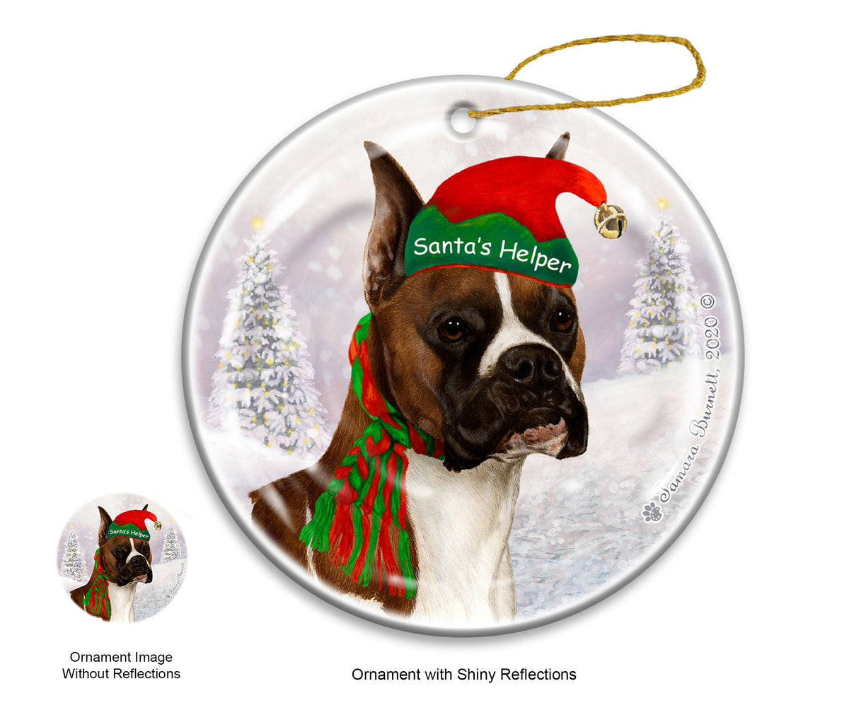 Boxer Fawn Cropped Ornament