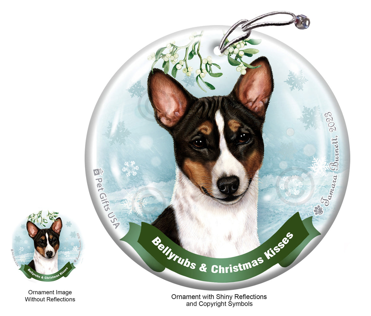 Basenji Tri-Color Ornament