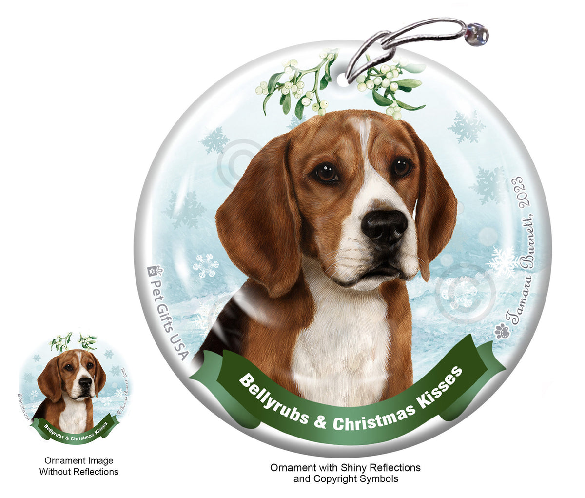 Beagle Bellyrubs and Christmas Kisses Ornament