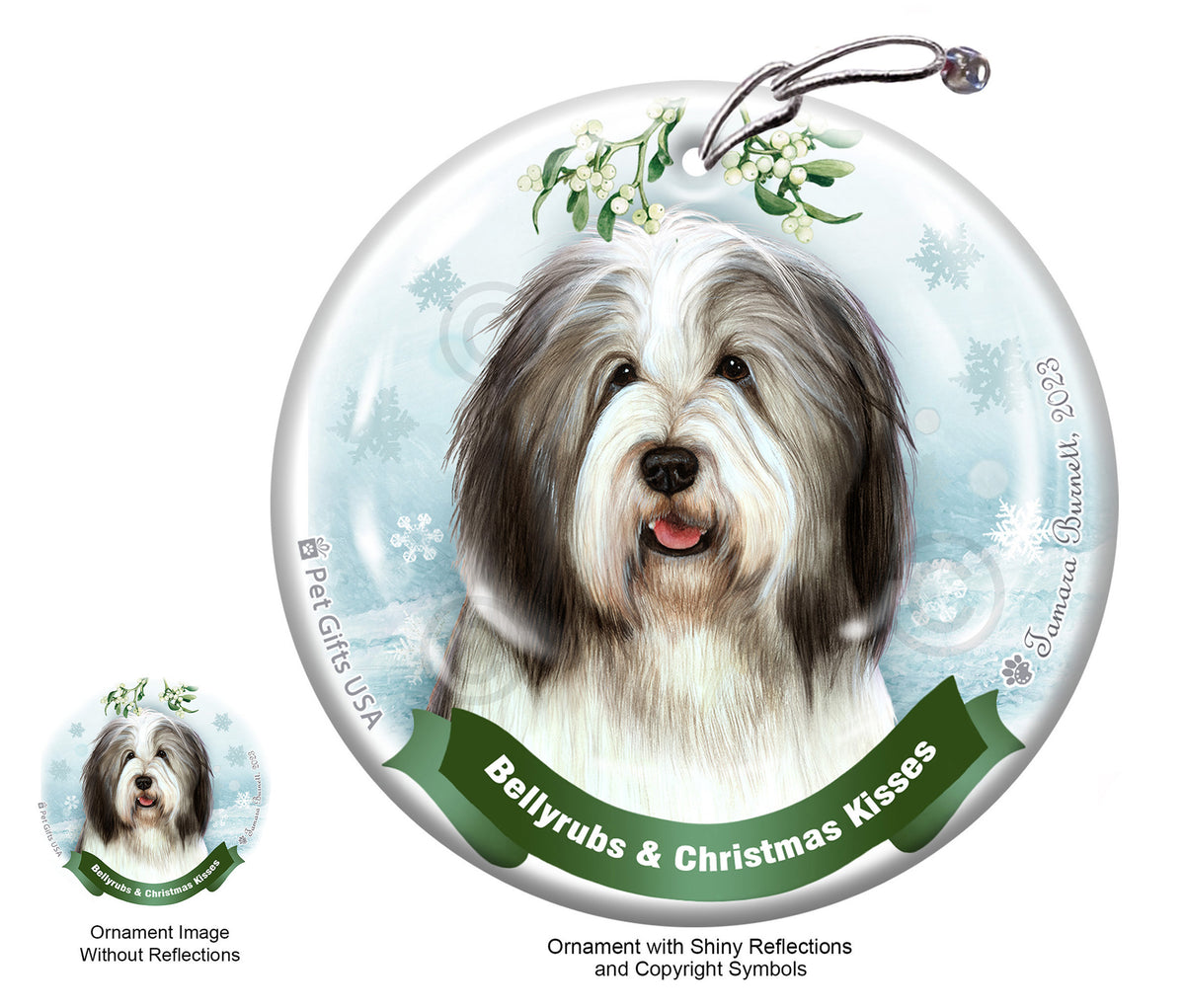 Bearded Collie Gray and White Ornament