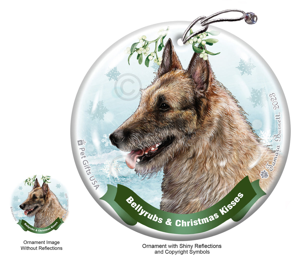 Belgian Laekenois Bellyrubs and Christmas Kisses Ornament