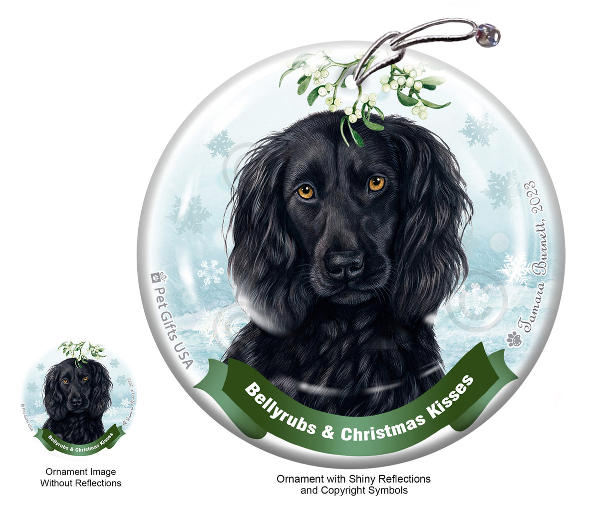 Boykin Spaniel Bellyrubs and Christmas Kisses Ornament