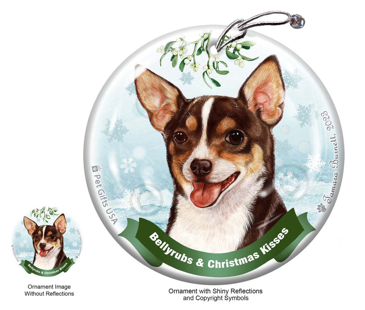 Chihuahua Short Hair Black and Tan Tri-Color Ornament