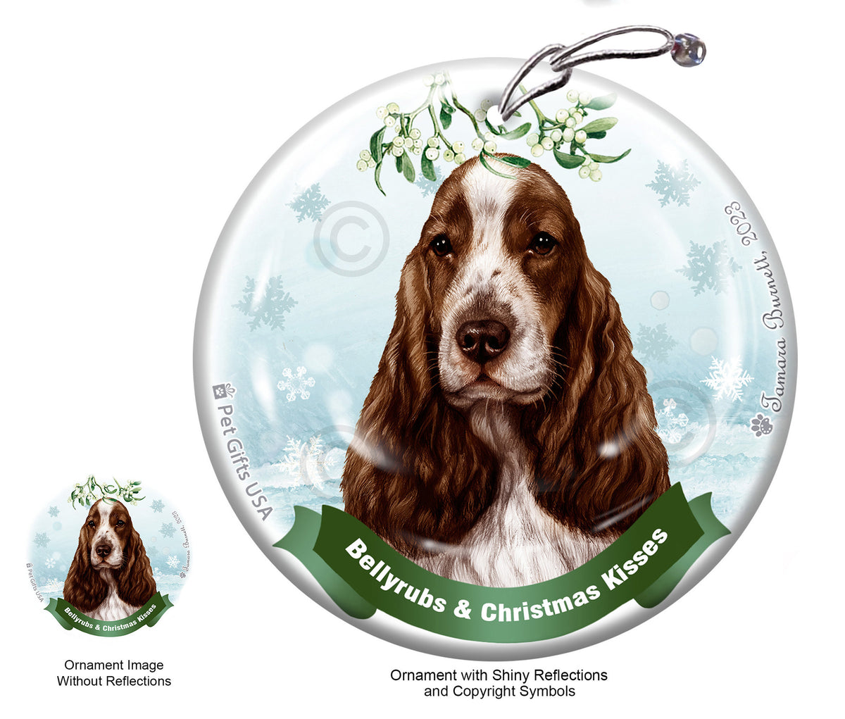 English Cocker Spaniel Liver and White Ornament