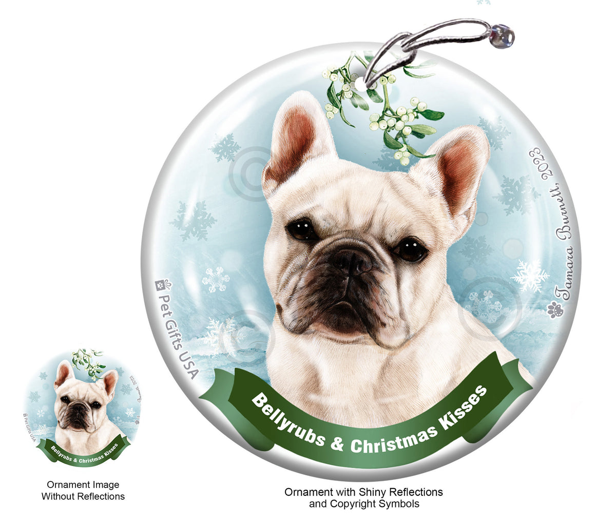 French Bulldog White Ornament