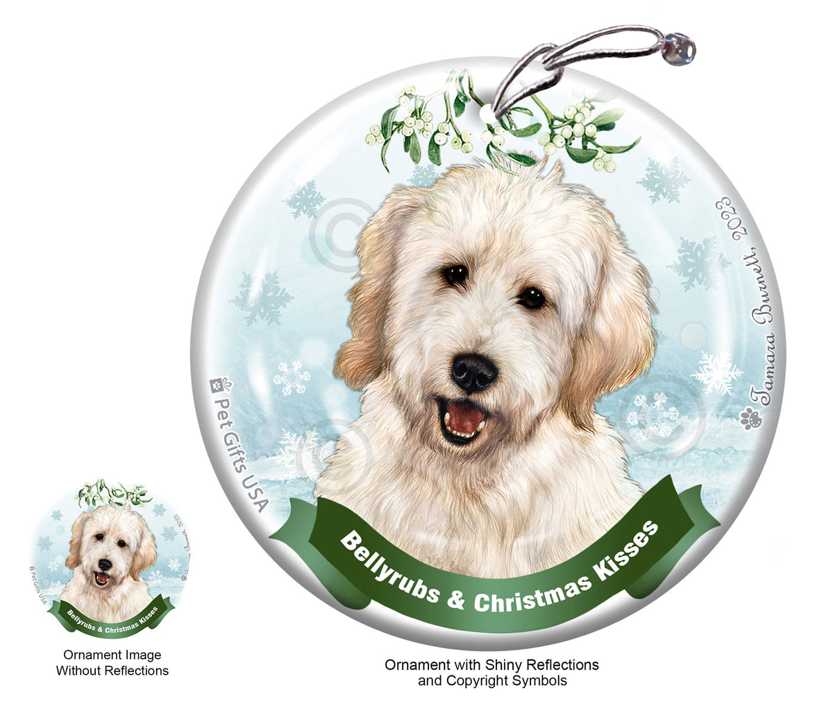 Goldendoodle White Ornament