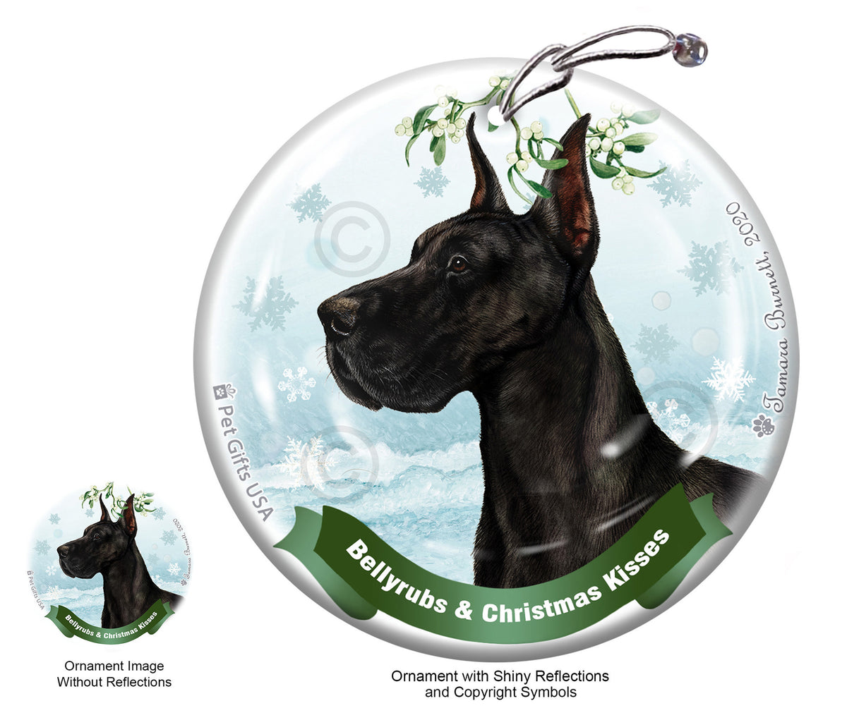 Great Dane Bellyrubs and Christmas Kisses Ornament