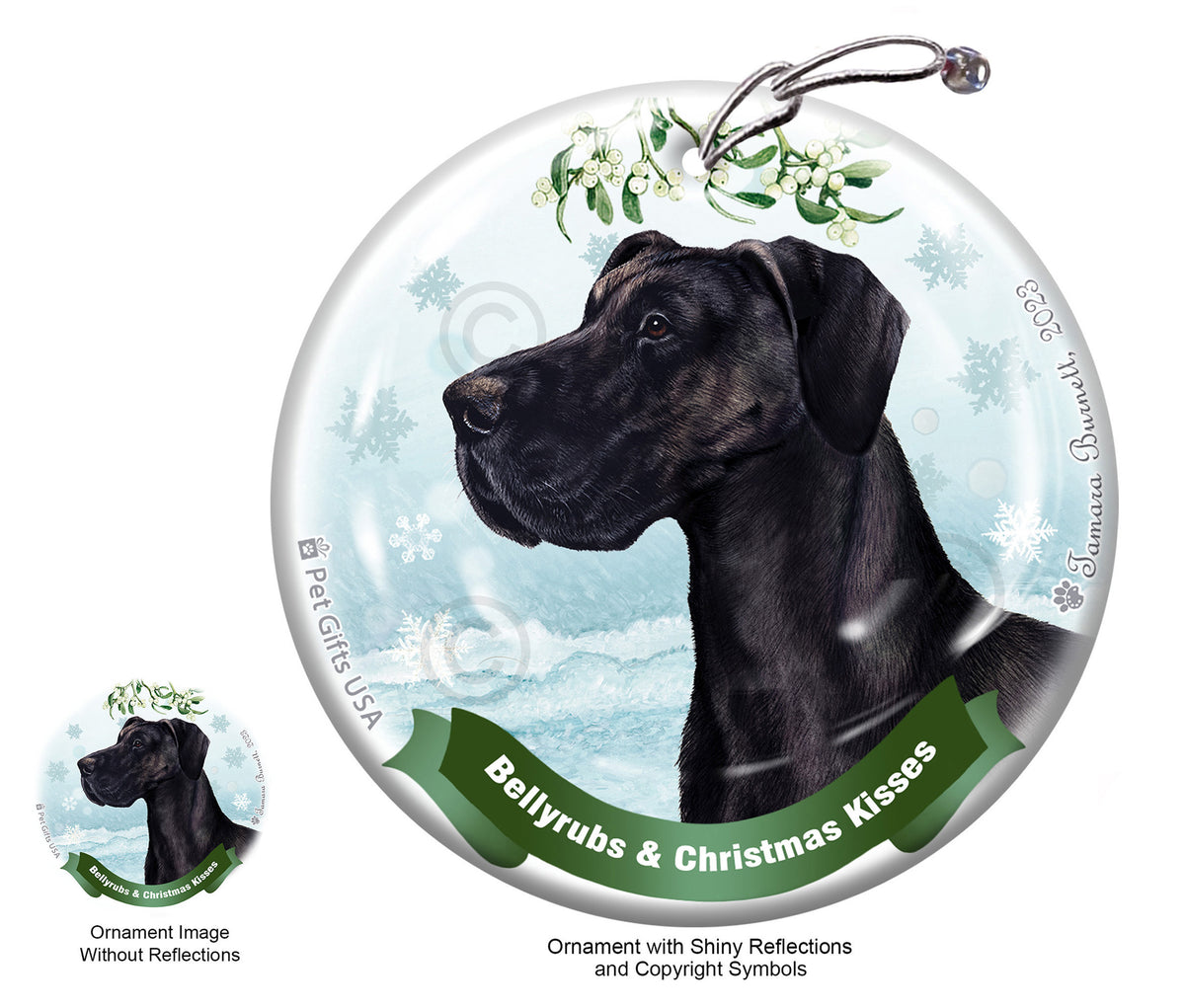 Great Dane Black Uncropped Ornament