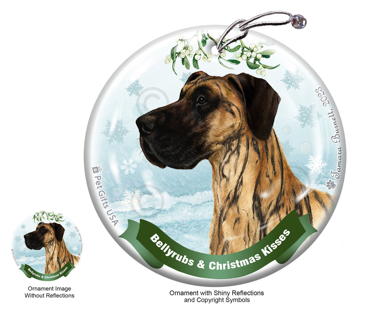 Great Dane Brindle Uncropped Ornament