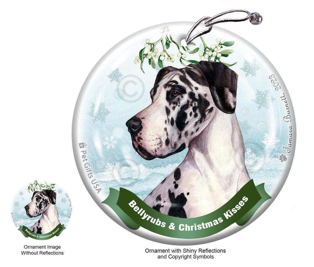 Great Dane Harlequin Uncropped Ornament