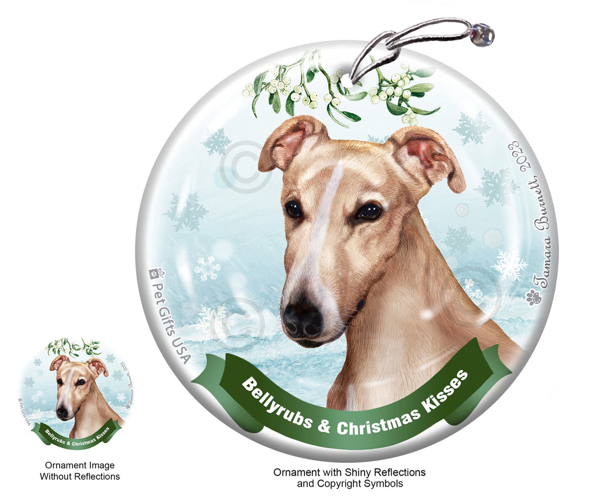 Greyhound Cream and White Ornament