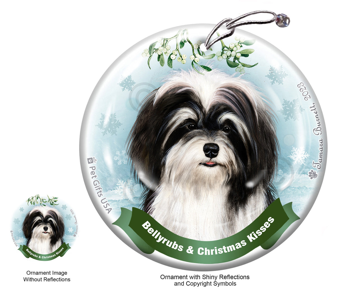Havanese Bellyrubs and Christmas Kisses Ornament