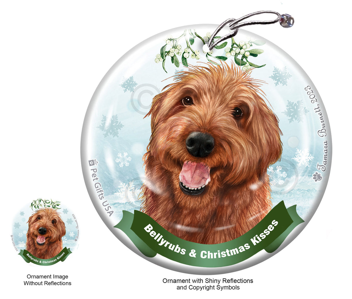 Labradoodle Red Shaggy Cut Ornament