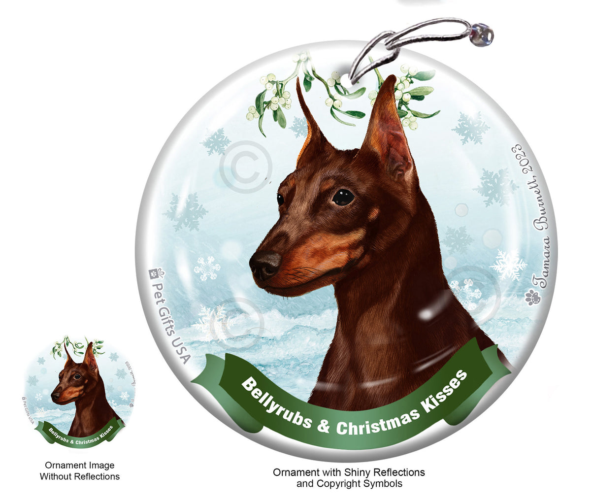 Miniature Pinscher Cropped Chocolate Ornament