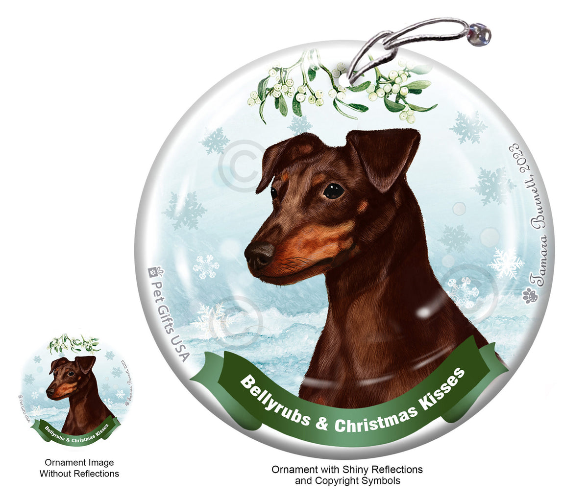 Miniature Pinscher Uncropped Chocolate Ornament