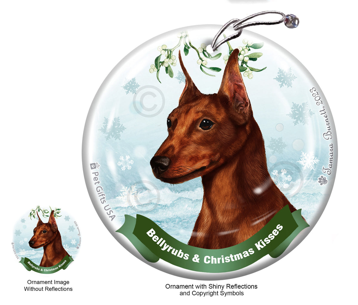 Miniature Pinscher Cropped Red Ornament