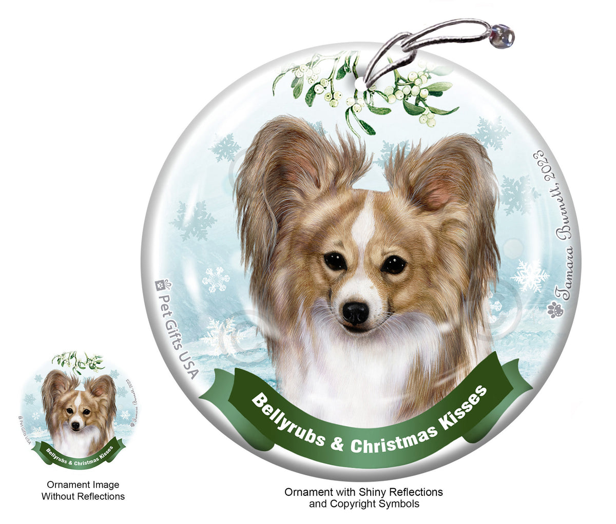 Papillon Lemon and White Ornament