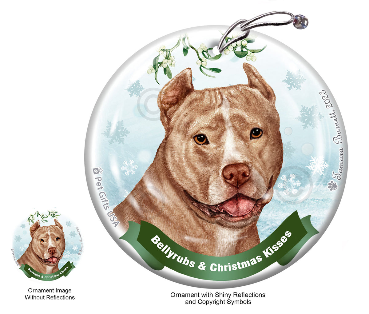 Pit Bull Cream and White Cropped Ornament