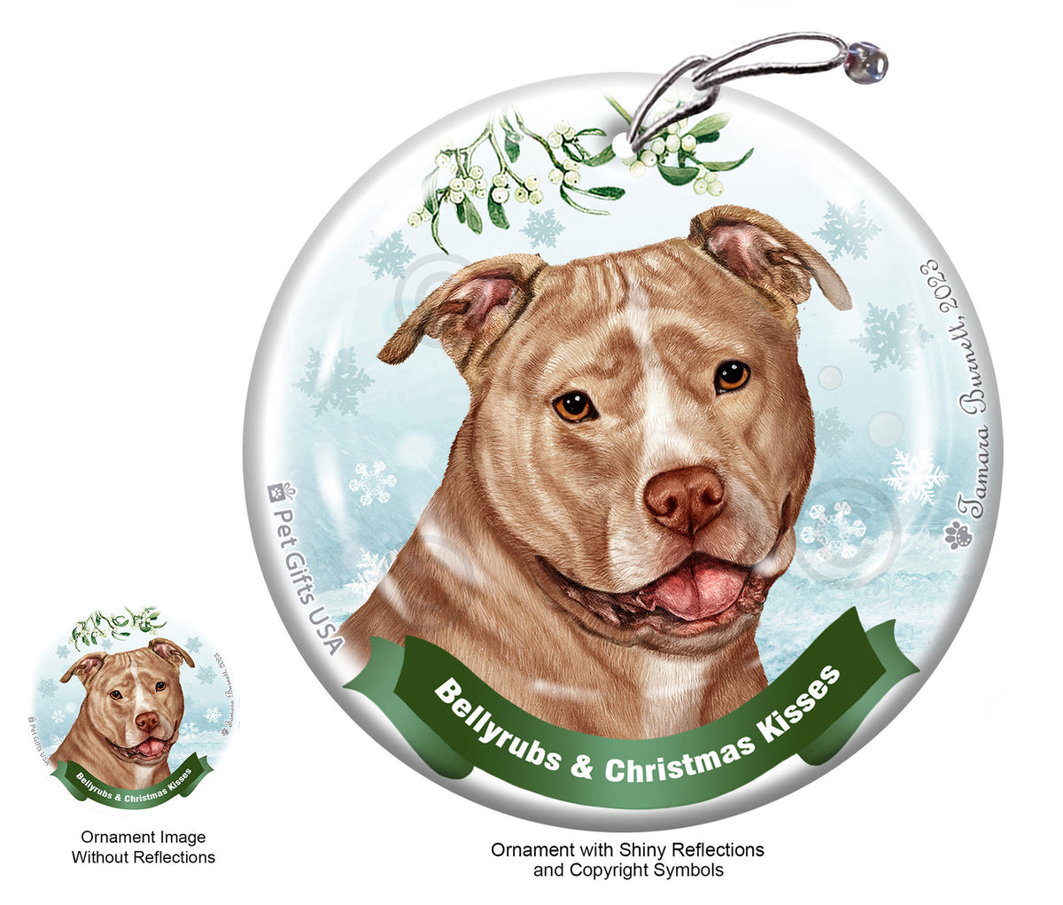 Pit Bull Cream and White Uncropped Ornament