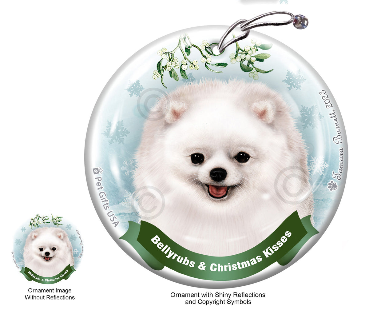 Pomeranian White Ornament