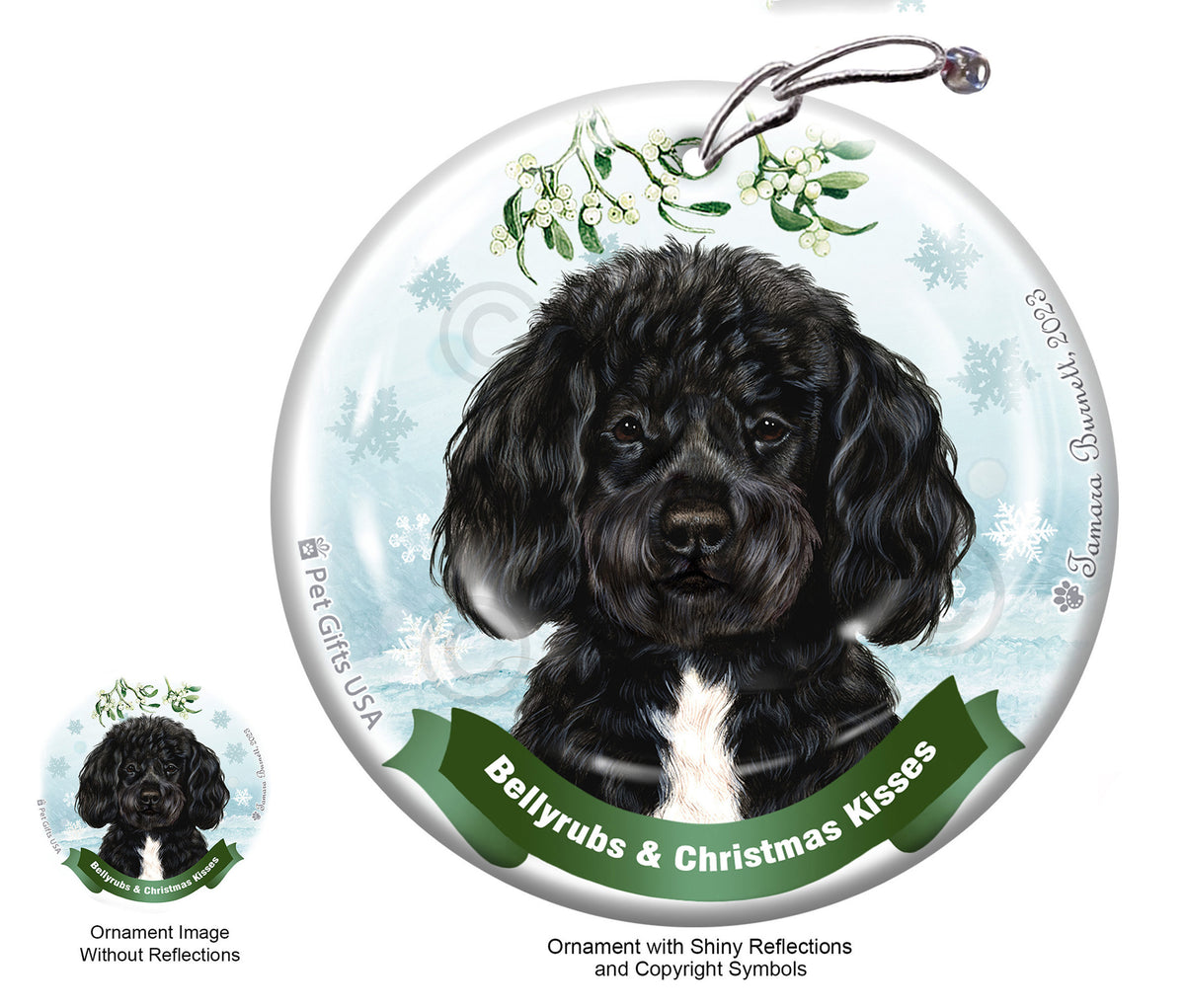 Portuguese Water Bellyrubs and Christmas Kisses Ornament