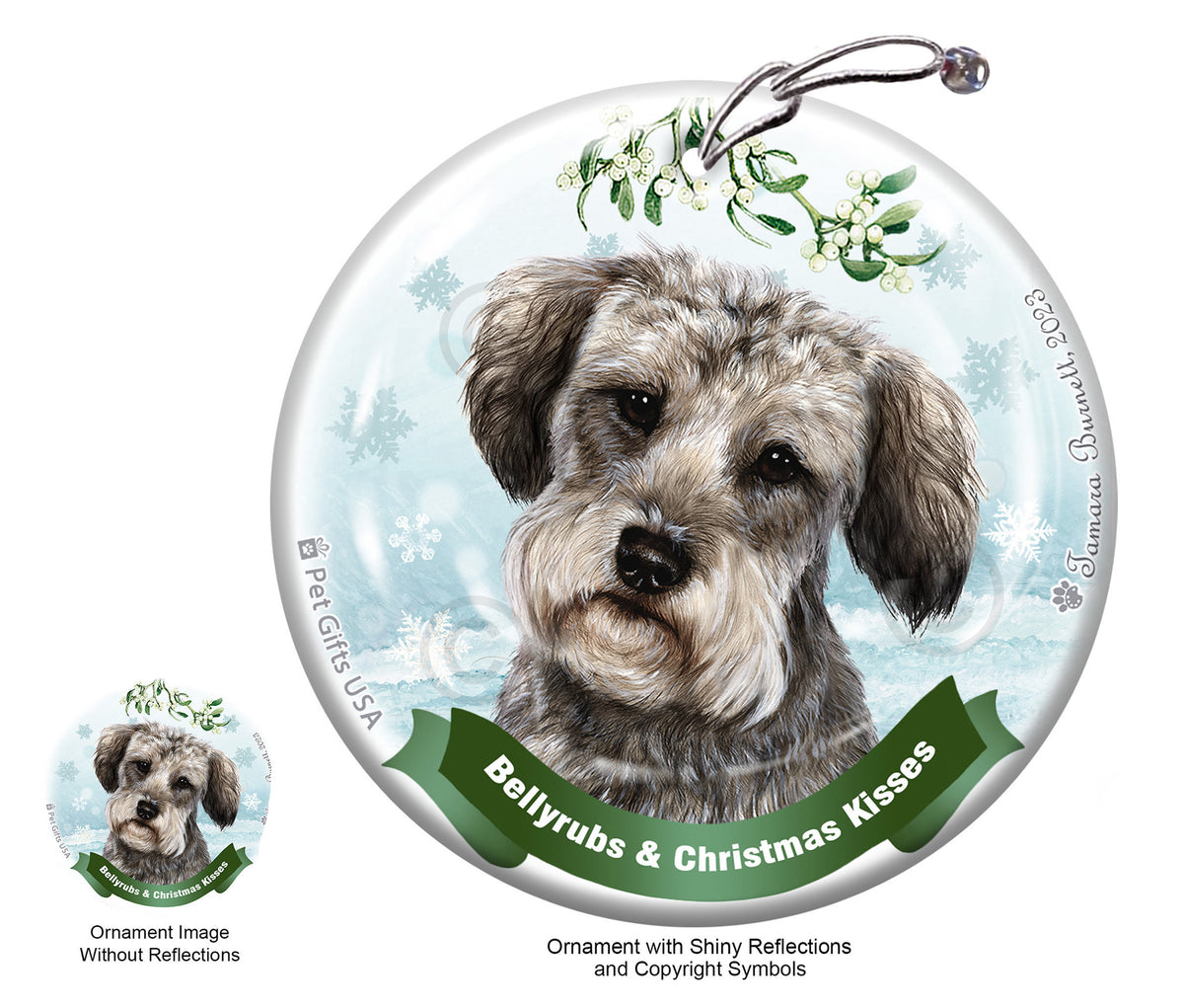 Schnoodle Grey Bellyrubs and Christmas Kisses Ornament