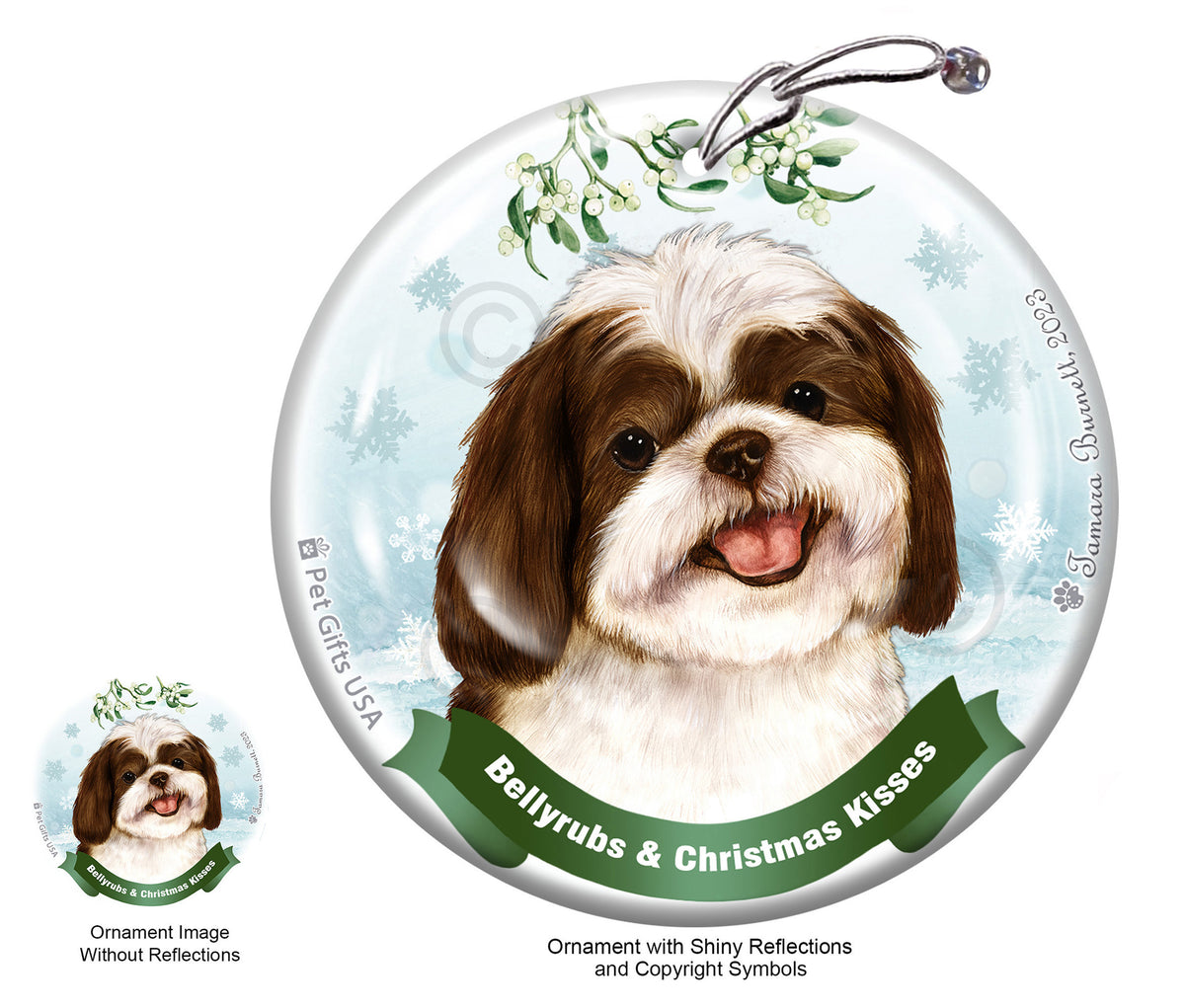 Shih Tzu Chocolate and White Ornament