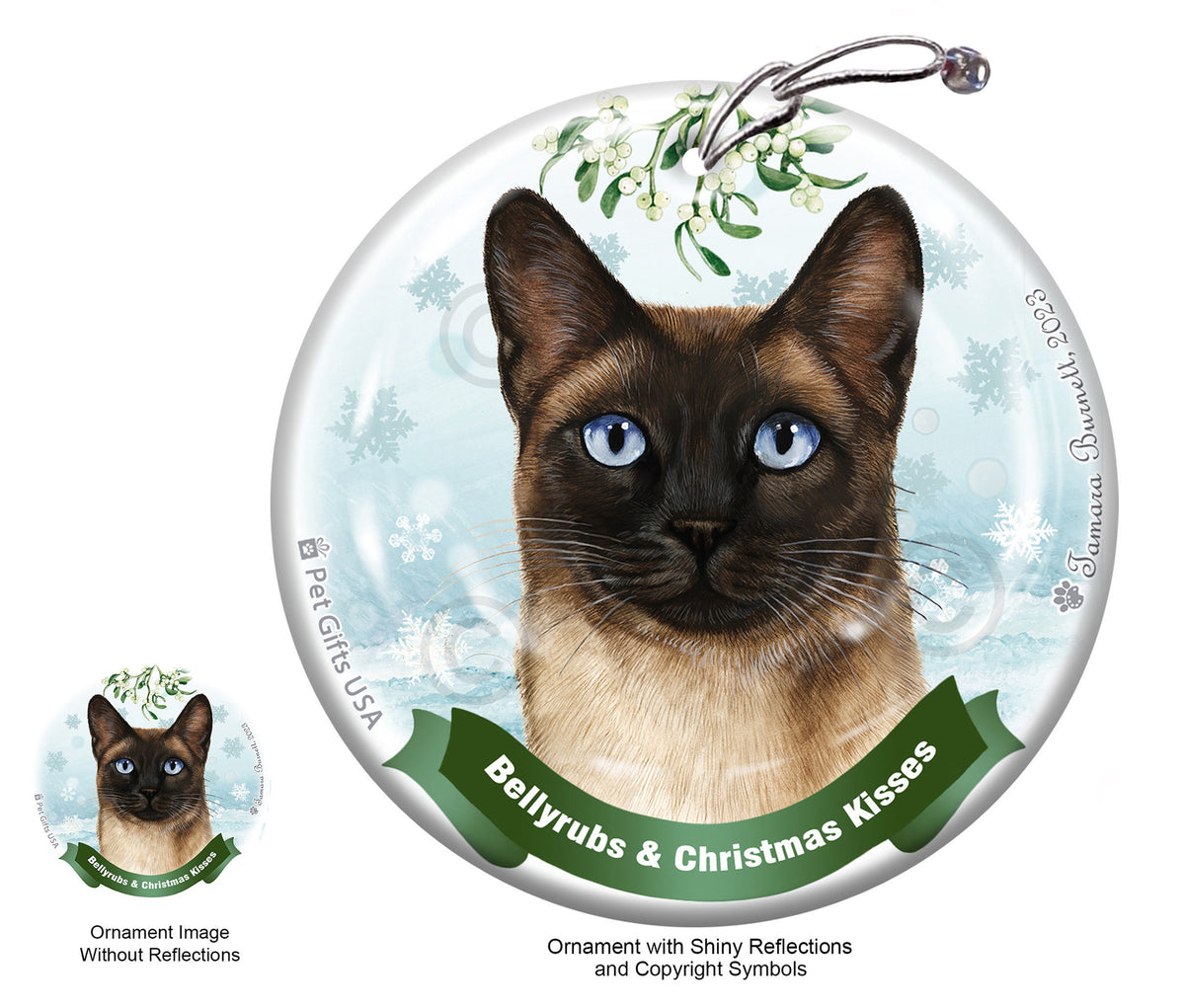 Siamese Bellyrubs and Christmas Kisses Ornament