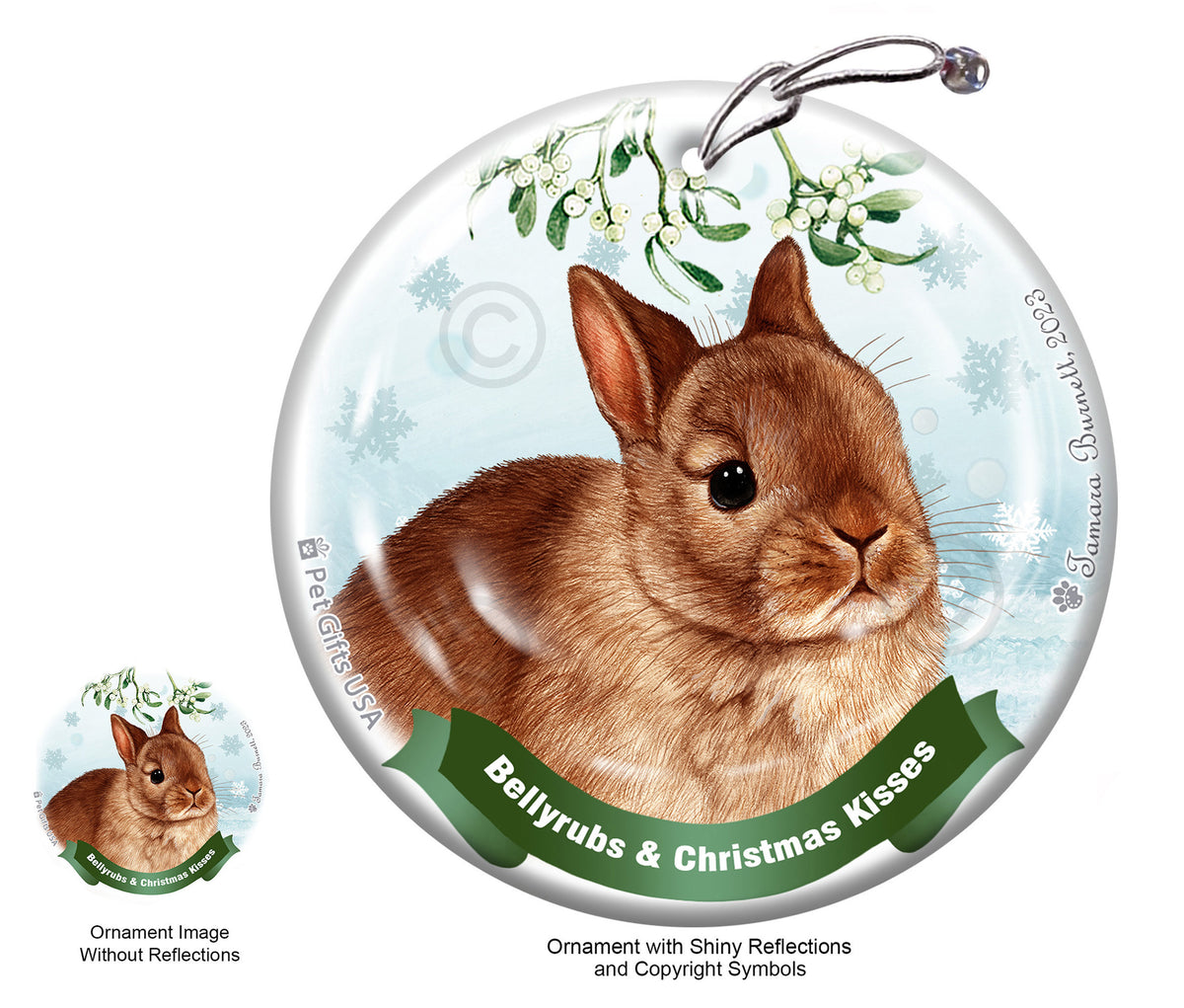 Rabbit Netherland Dwarf Cinnamon Ornament