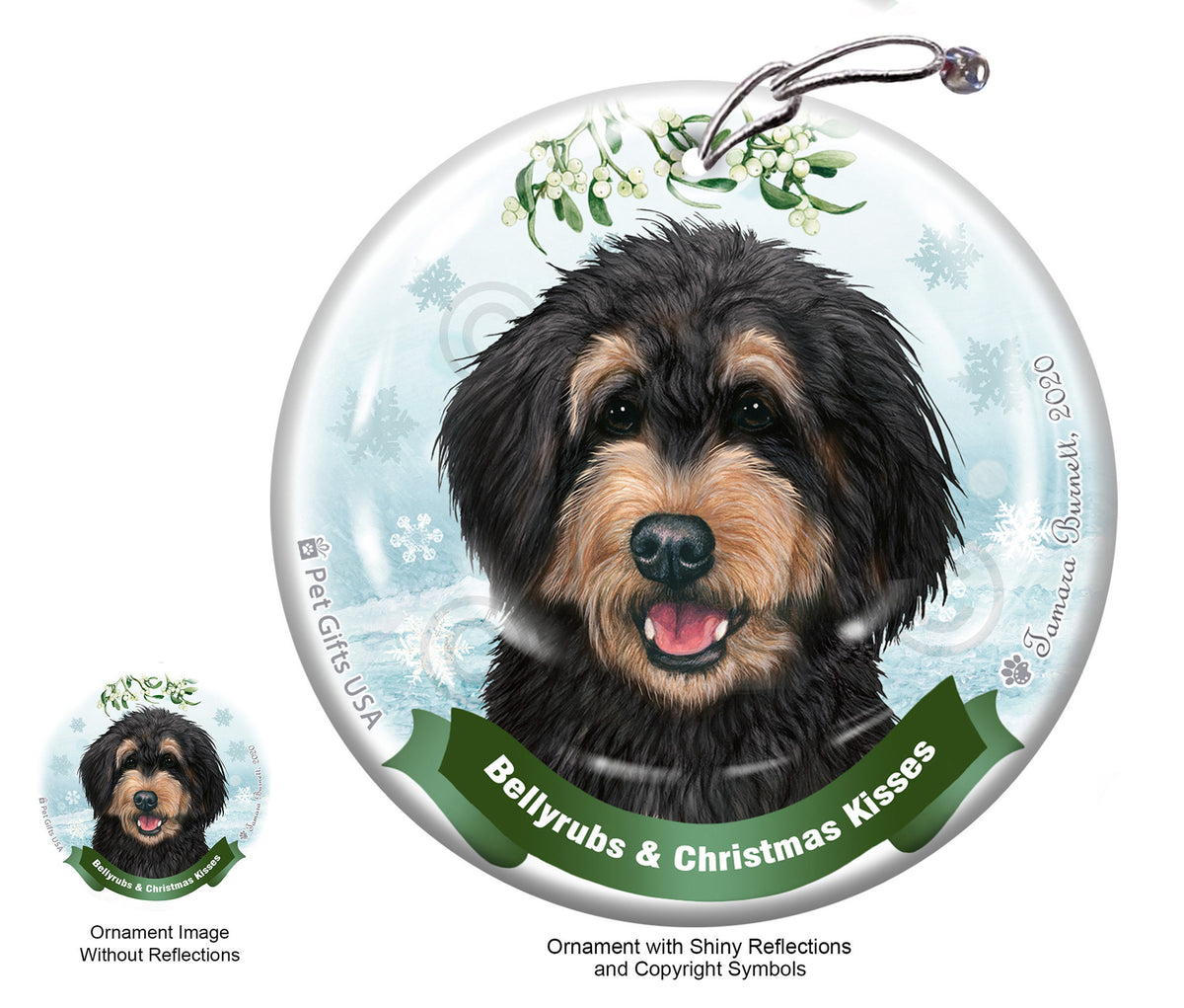 Bernedoodle Bellyrubs and Christmas Kisses Ornament