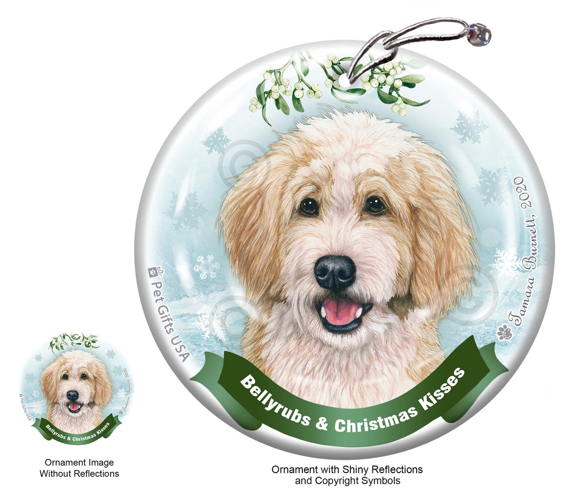 Bernedoodle Blonde and White Ornament