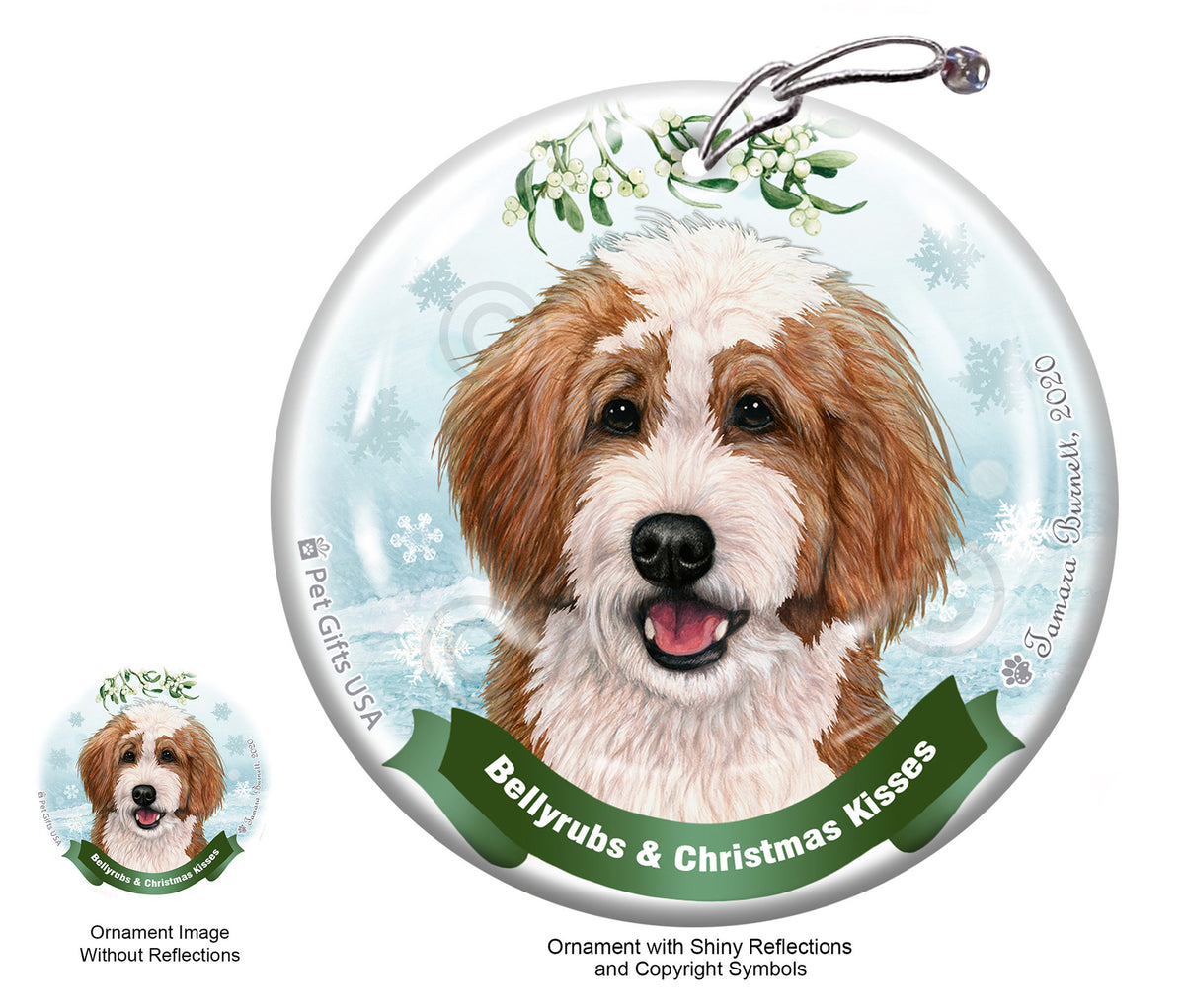 Bernedoodle Red and White Ornament