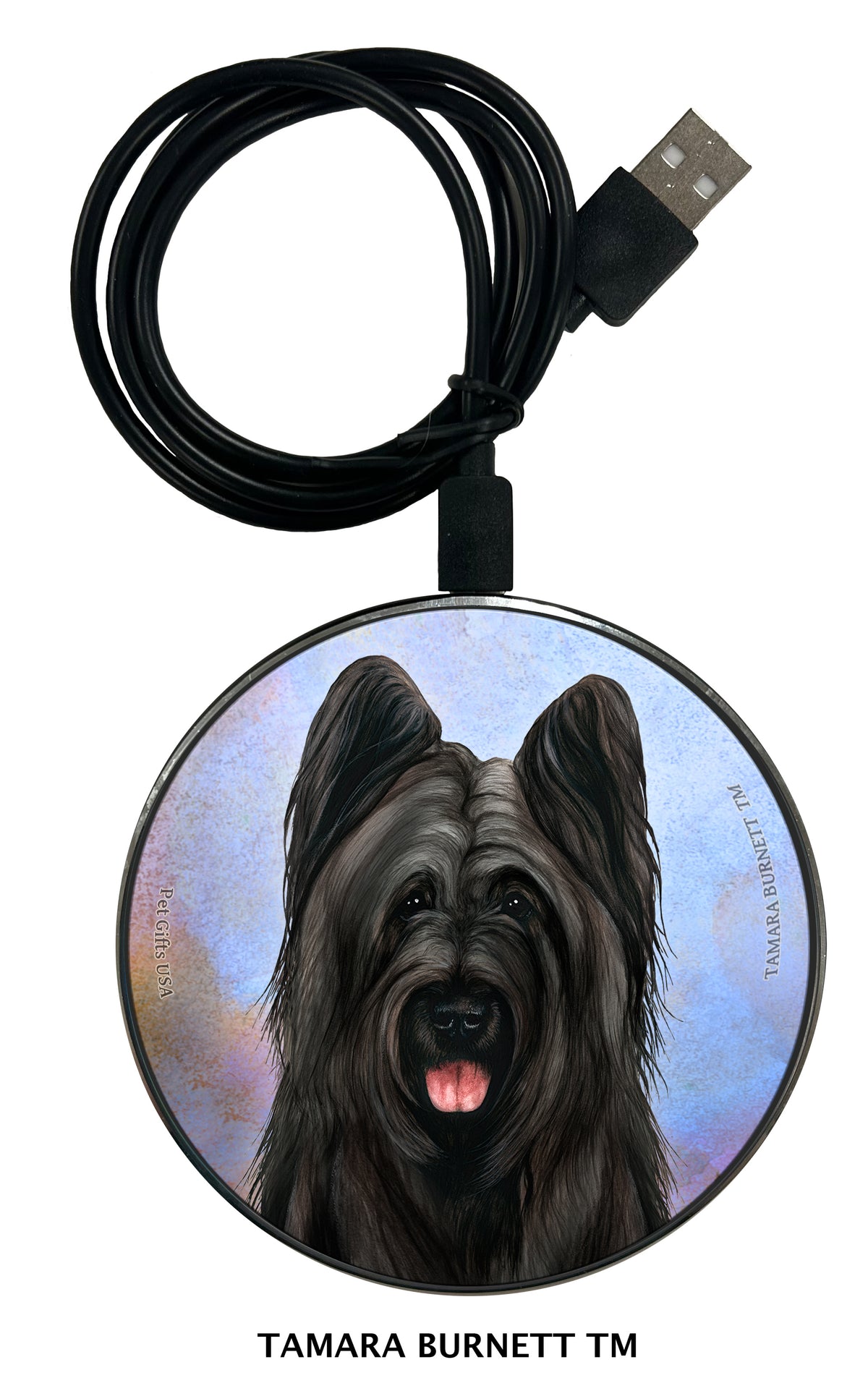 Briard Black Cropped Zoomies Wireless Charger