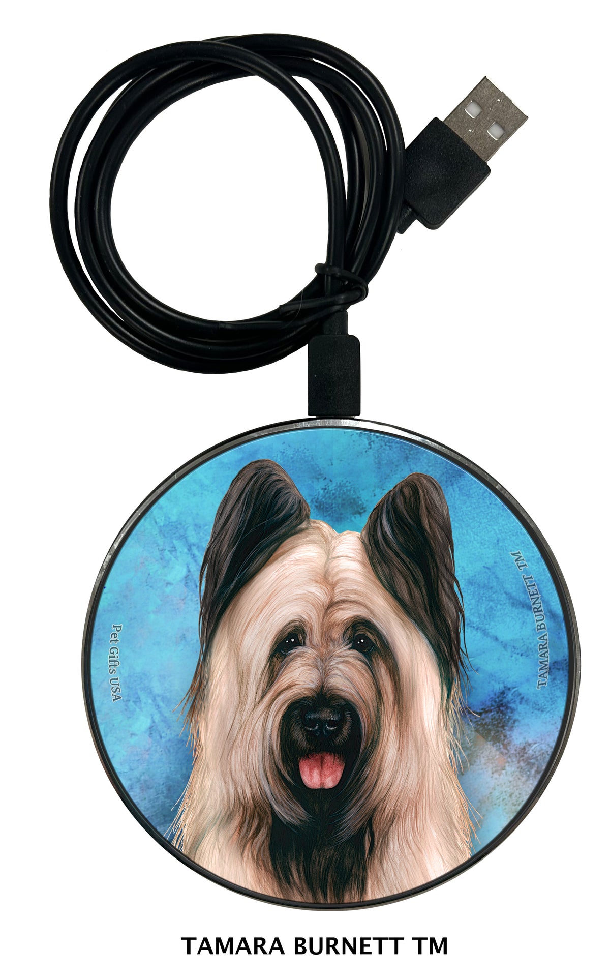 Briard Light Fawn Cropped Zoomies Wireless Charger